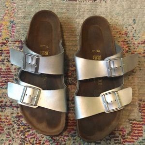 Tin silver Birkenstock